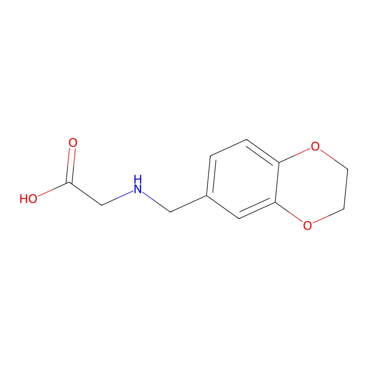 [(2,3-Dihydro-benzo[1,4]dioxin-6-ylmethyl)-amino]-acetic acid molecular structure, CAS 721386-07-8