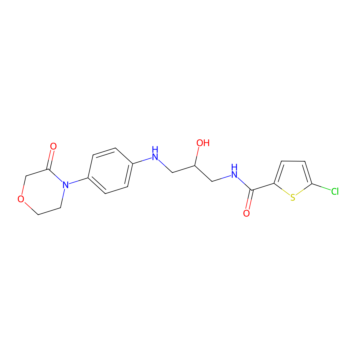 5-Chloro-N-((2R)-2-hydroxy-3-((4-(3-oxo-4-morpholinyl)phenyl)amino)propyl)-2-thiophenecarboxamide molecular structure, CAS 721401-53-2