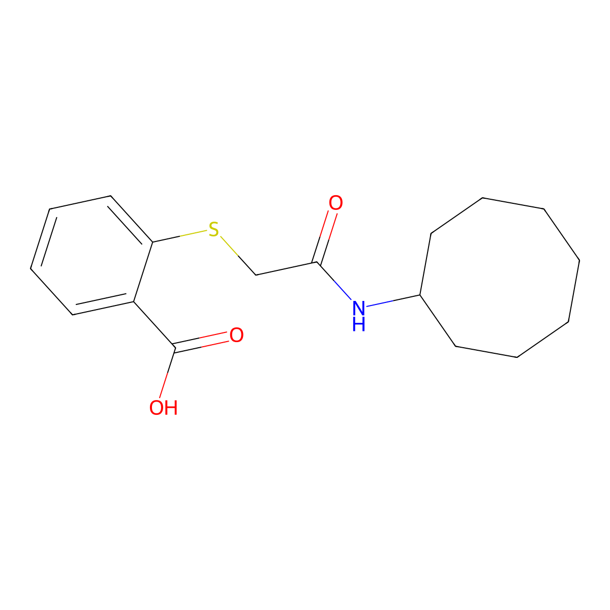 2-{[(Cyclooctylcarbamoyl)methyl]sulfanyl}benzoic acid molecular structure, CAS 721406-48-0