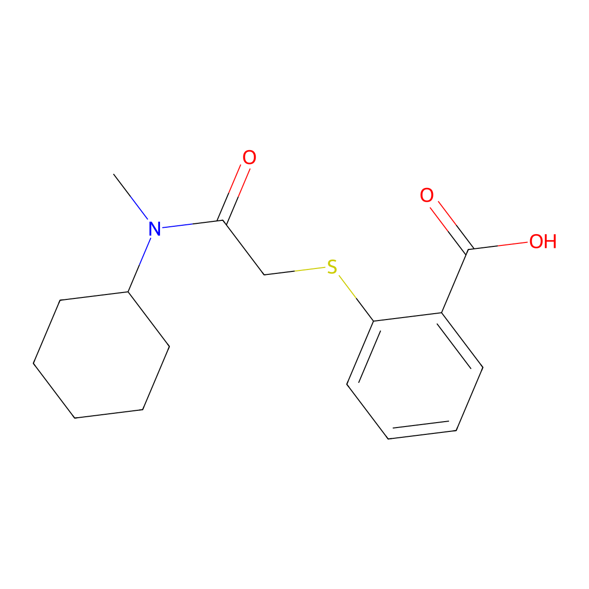 2-({[Cyclohexyl(methyl)carbamoyl]methyl}sulfanyl)benzoic acid molecular structure, CAS 721406-53-7