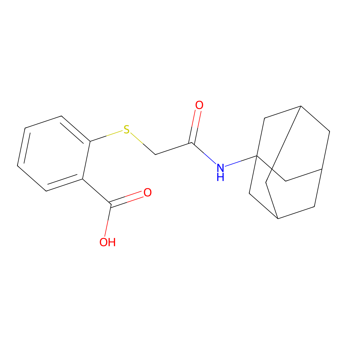 2-({[(Adamantan-1-yl)carbamoyl]methyl}sulfanyl)benzoic acid molecular structure, CAS 721406-60-6