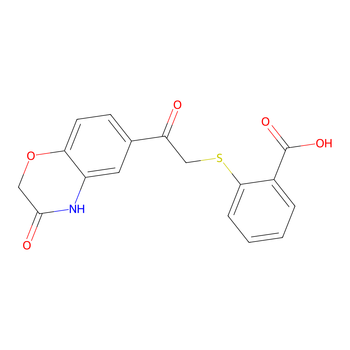 2-{[2-oxo-2-(3-oxo-3,4-dihydro-2H-1,4-benzoxazin-6-yl)ethyl]sulfanyl}benzoic acid molecular structure, CAS 721406-63-9