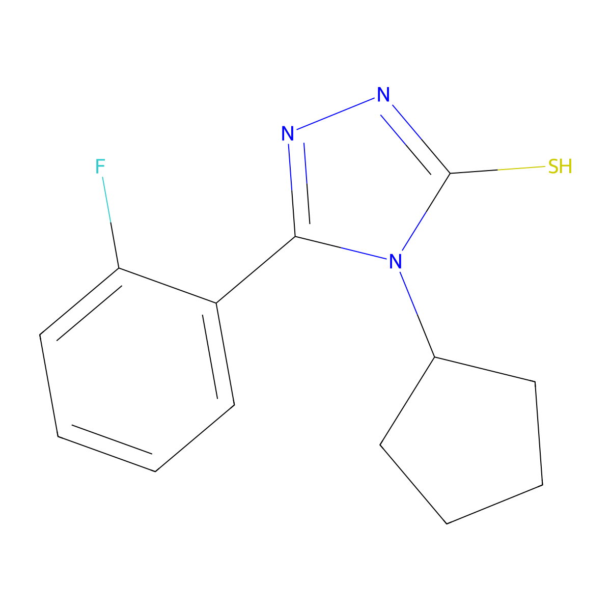 4-cyclopentyl-5-(2-fluorophenyl)-4H-1,2,4-triazole-3-thiol molecular structure, CAS 721407-89-2