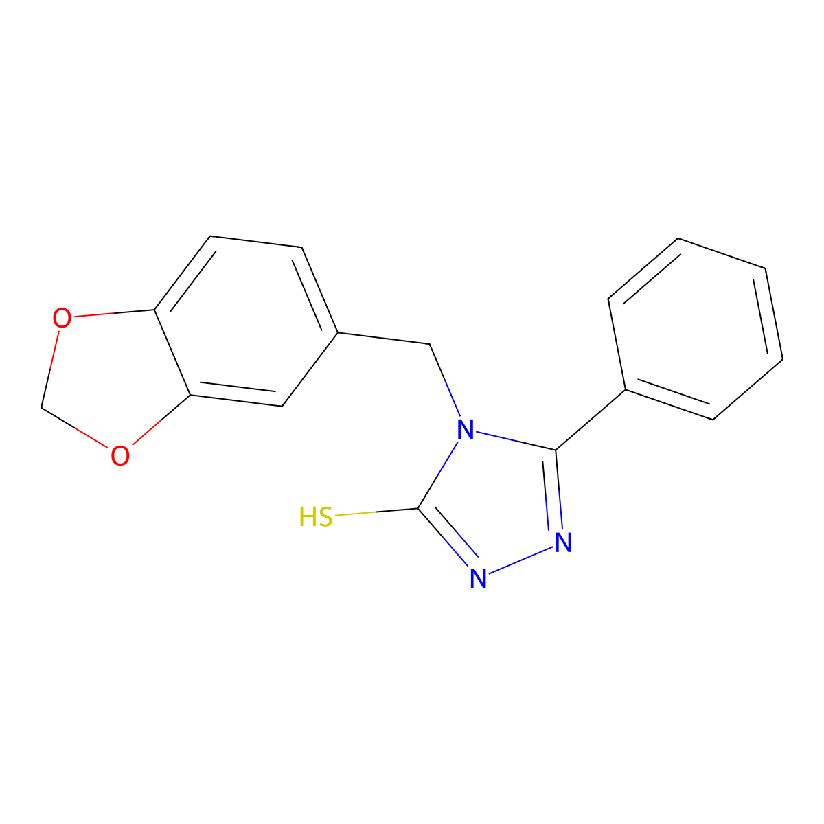 4-(2H-1,3-benzodioxol-5-ylmethyl)-5-phenyl-4H-1,2,4-triazole-3-thiol molecular structure, CAS 721408-07-7