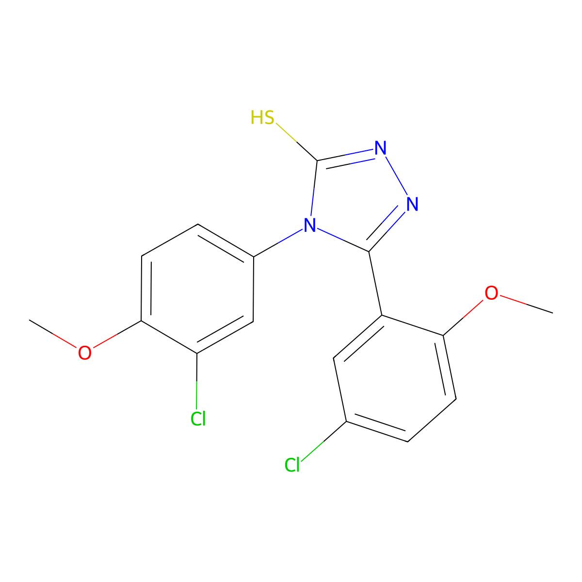 5-(5-chloro-2-methoxyphenyl)-4-(3-chloro-4-methoxyphenyl)-4H-1,2,4-triazole-3-thiol molecular structure, CAS 721408-56-6