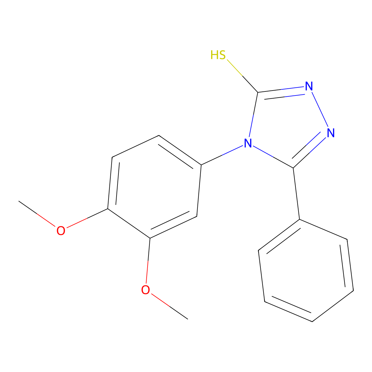 4-(3,4-dimethoxyphenyl)-5-phenyl-4H-1,2,4-triazole-3-thiol molecular structure, CAS 721408-66-8