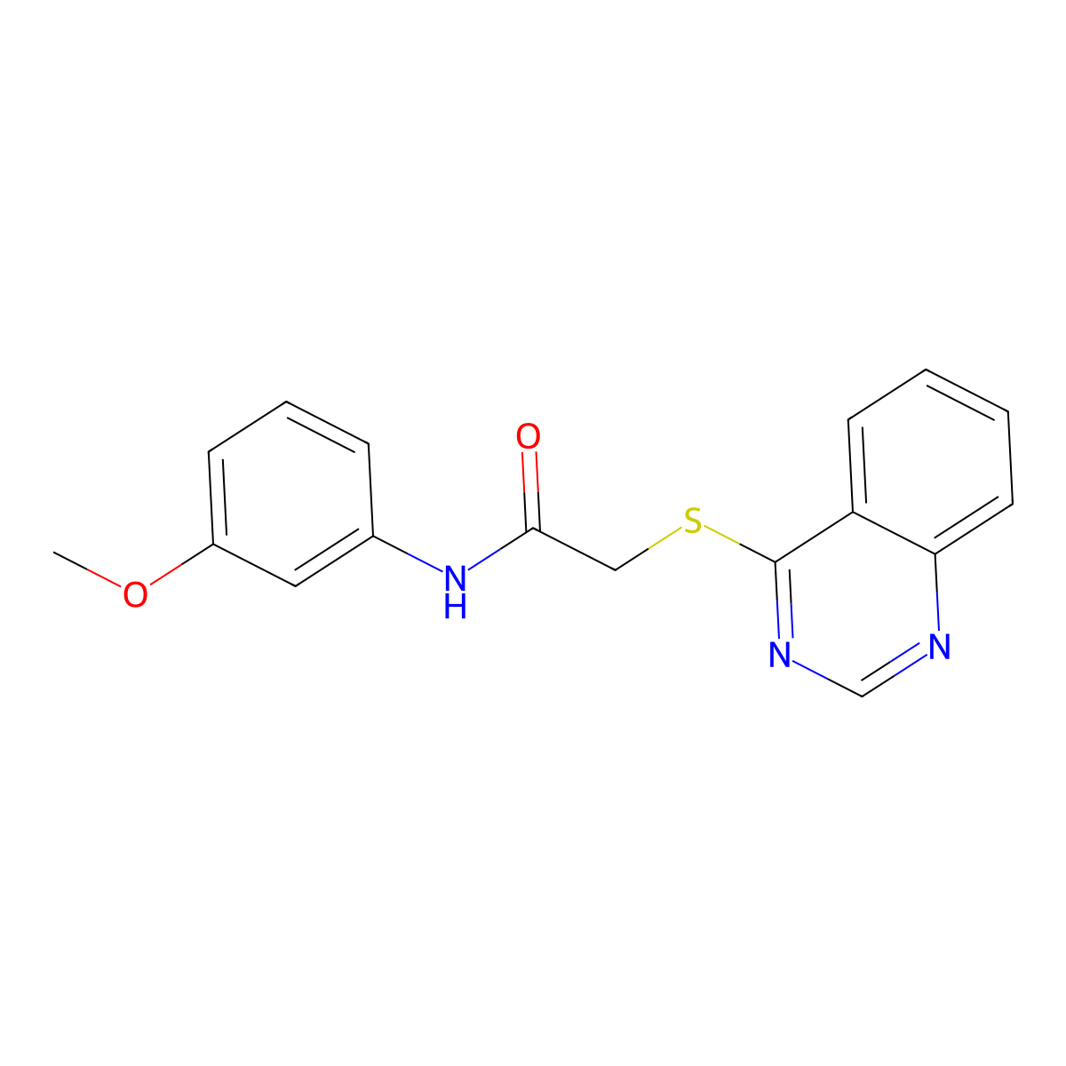 N-(3-methoxyphenyl)-2-(quinazolin-4-ylthio)acetamide molecular structure, CAS 721409-13-8