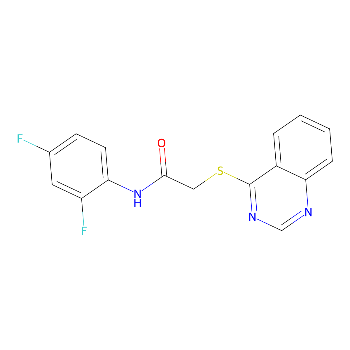 N-(2,4-difluorophenyl)-2-(quinazolin-4-ylsulfanyl)acetamide molecular structure, CAS 721411-06-9