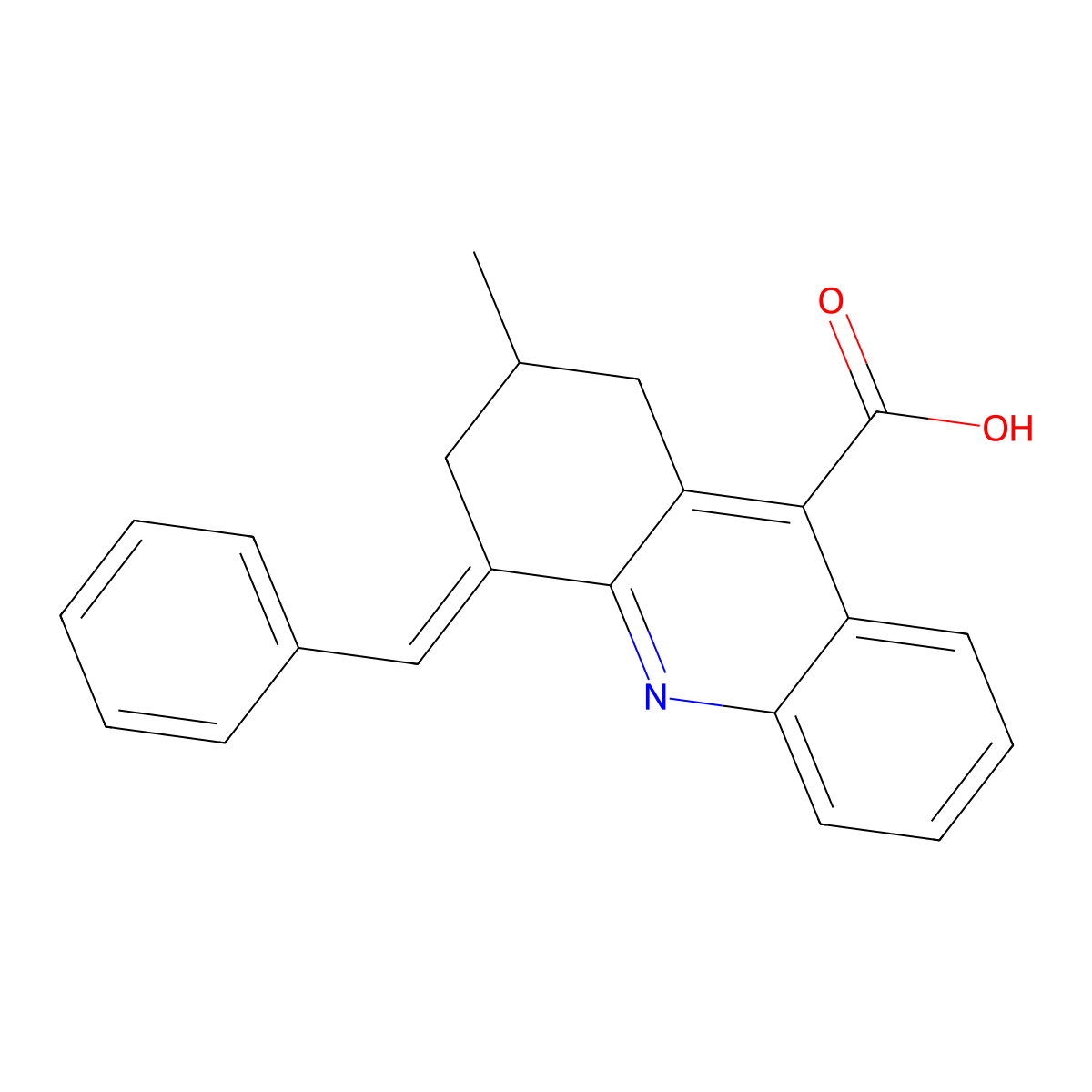 4-benzylidene-2-methyl-2,3-dihydro-1H-acridine-9-carboxylic Acid molecular structure, CAS 721413-92-9