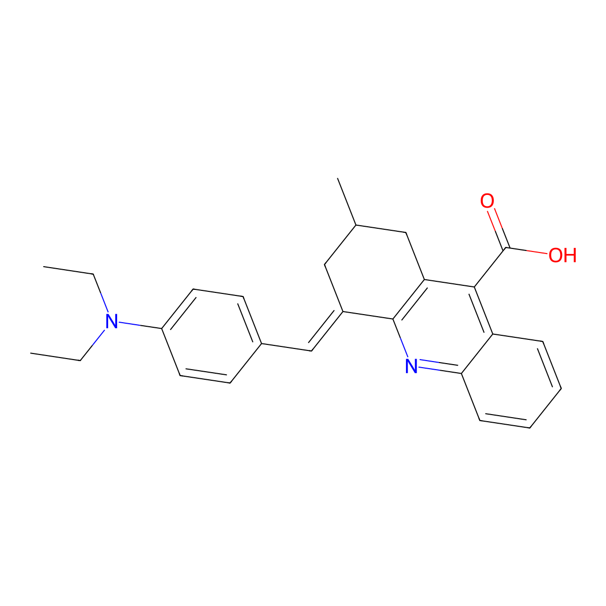 4-{[4-(Diethylamino)phenyl]methylidene}-2-methyl-1,2,3,4-tetrahydroacridine-9-carboxylic acid molecular structure, CAS 721413-97-4