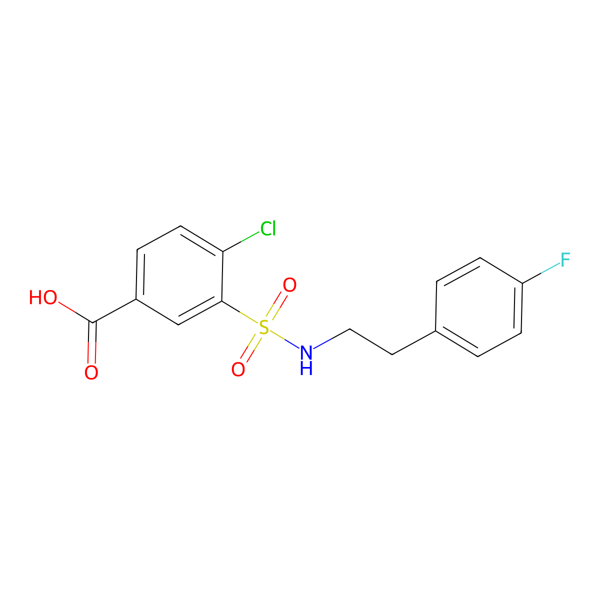4-Chloro-3-{[2-(4-fluorophenyl)ethyl]sulfamoyl}benzoic acid molecular structure, CAS 721414-47-7