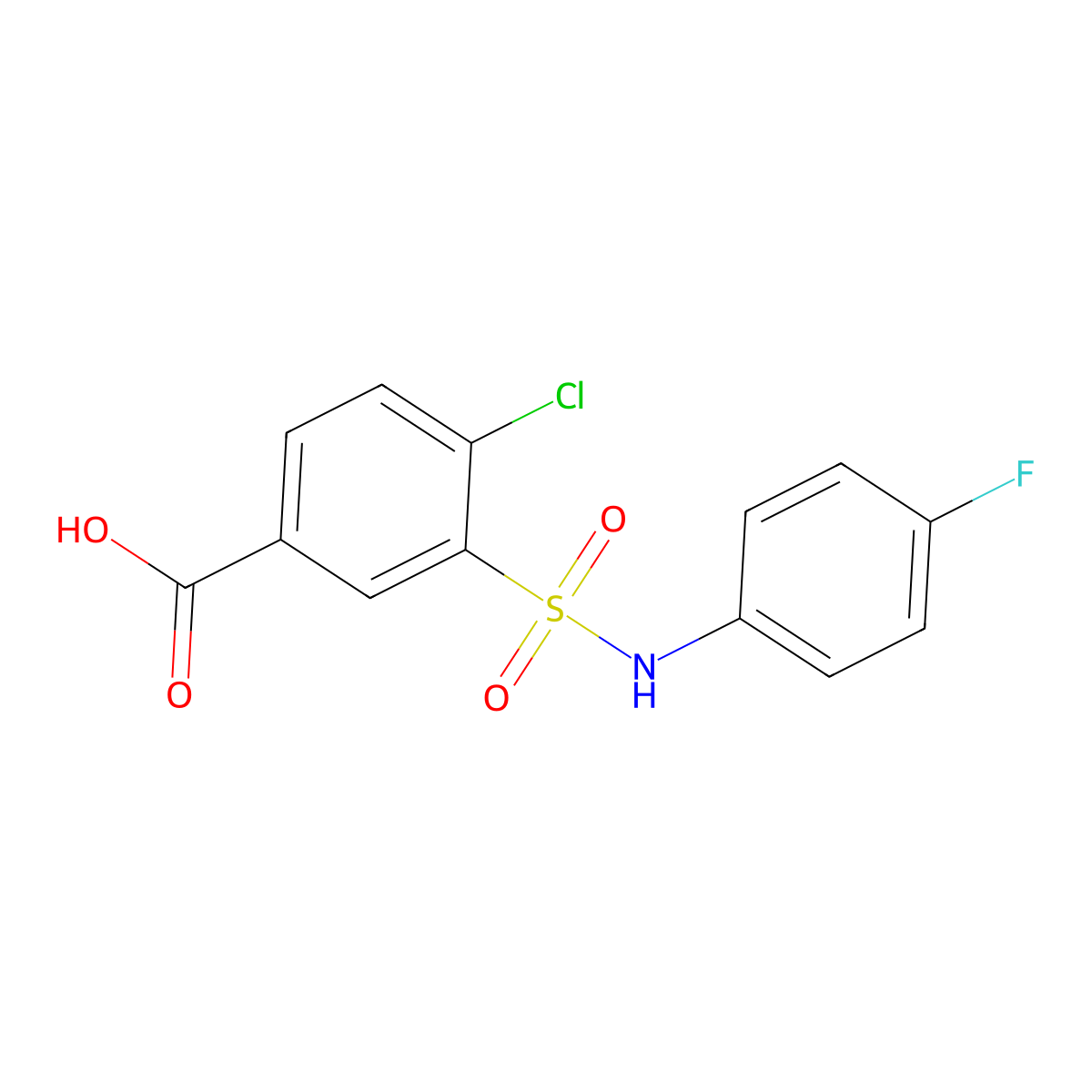 4-chloro-3-[(4-fluorophenyl)sulfamoyl]benzoic Acid molecular structure, CAS 721415-29-8