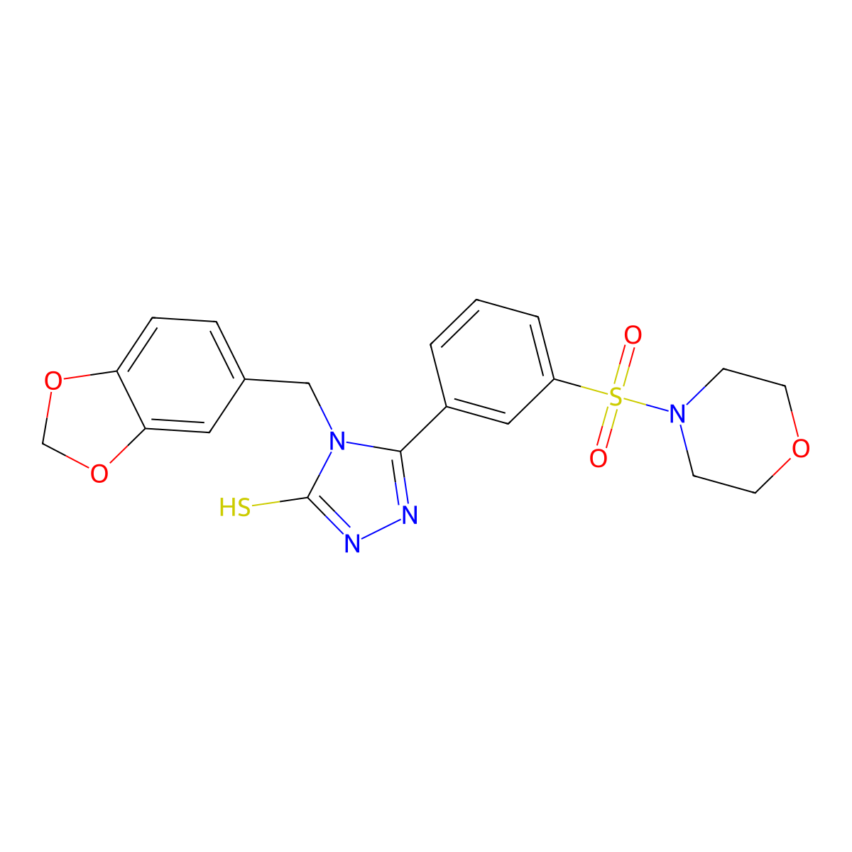 4-(2H-1,3-benzodioxol-5-ylmethyl)-5-[3-(morpholine-4-sulfonyl)phenyl]-4H-1,2,4-triazole-3-thiol molecular structure, CAS 721415-39-0