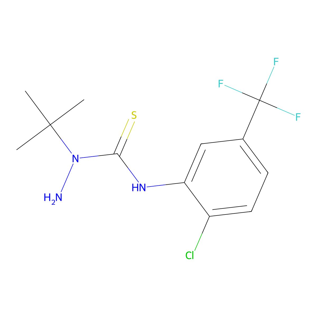 3-Amino-3-tert-butyl-1-[2-chloro-5-(trifluoromethyl)phenyl]thiourea molecular structure, CAS 721415-49-2