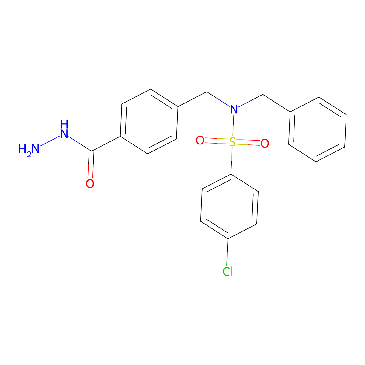 N-benzyl-4-chloro-N-{[4-(hydrazinecarbonyl)phenyl]methyl}benzene-1-sulfonamide molecular structure, CAS 721416-43-9