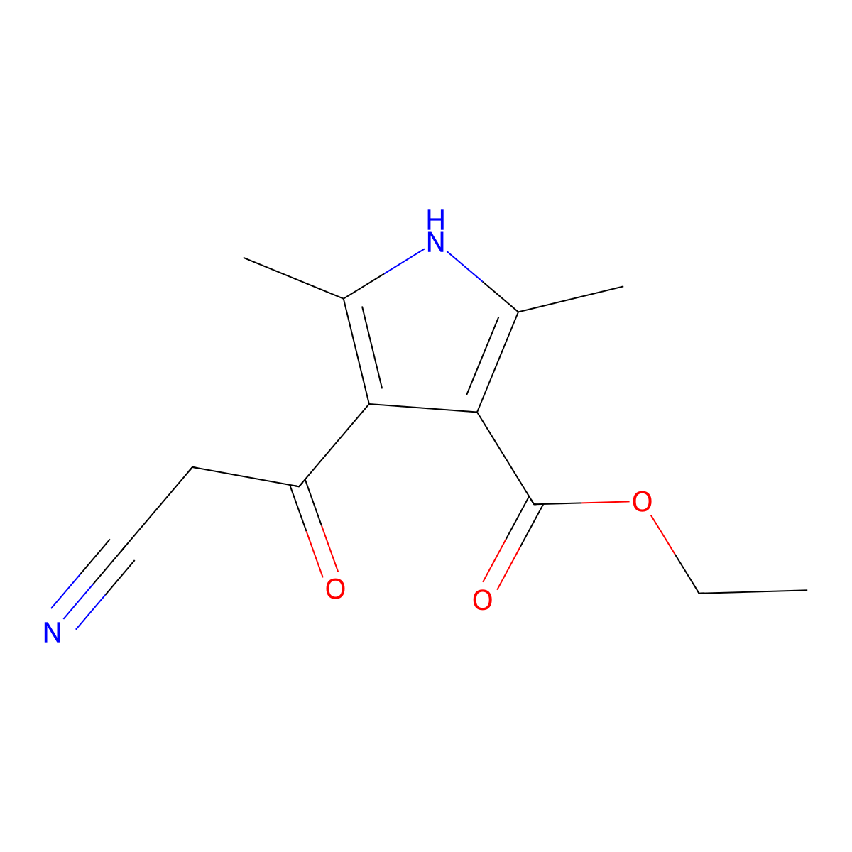 ethyl 4-(2-cyanoacetyl)-2,5-dimethyl-1H-pyrrole-3-carboxylate molecular structure, CAS 721417-11-4