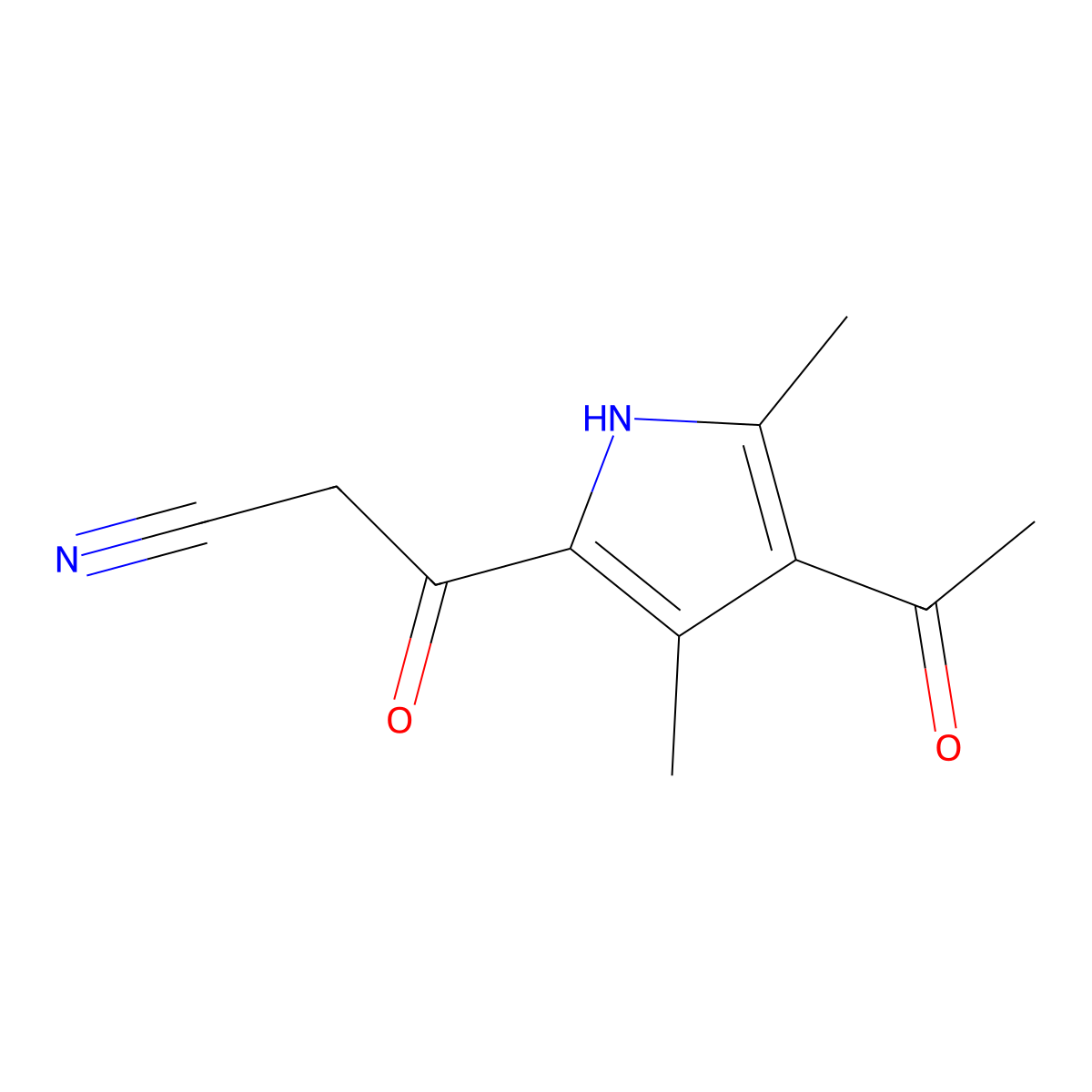 3-(4-acetyl-3,5-dimethyl-1H-pyrrol-2-yl)-3-oxopropanenitrile molecular structure, CAS 721417-24-9