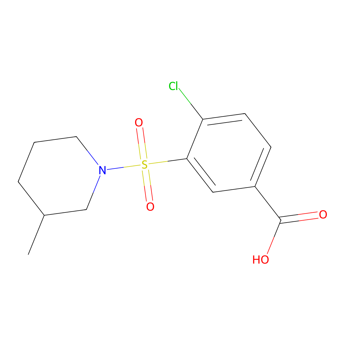 4-Chloro-3-(3-methyl-piperidine-1-sulfonyl)-benzoic acid molecular structure, CAS 721418-04-8