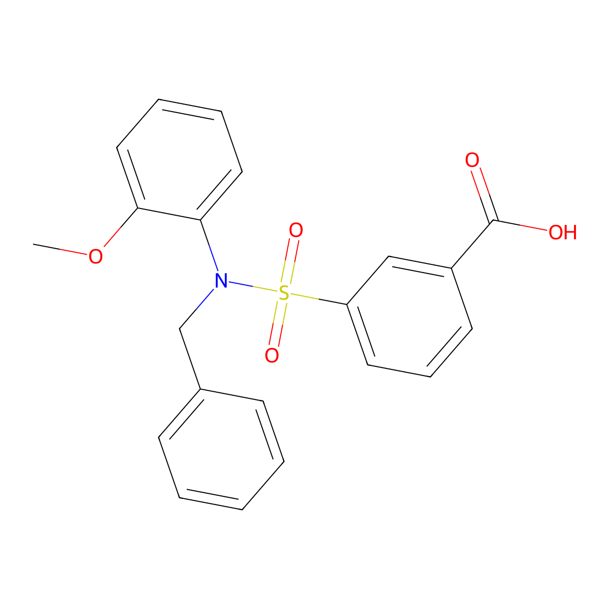 3-(Benzyl(2-methoxyphenyl)sulfamoyl)benzoic acid molecular structure, CAS 721418-13-9