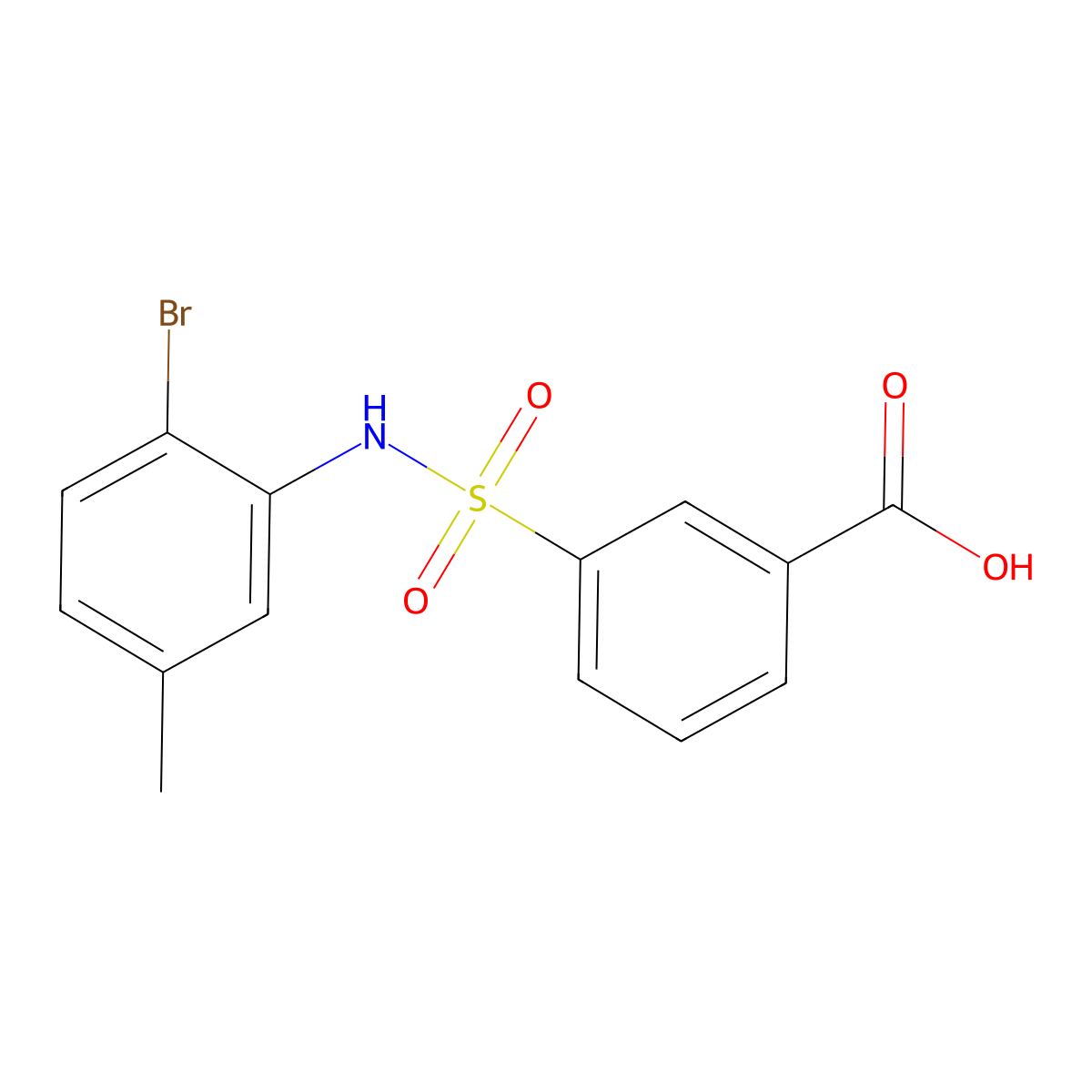 3-[(2-Bromo-5-methylphenyl)sulfamoyl]benzoic acid molecular structure, CAS 721418-18-4