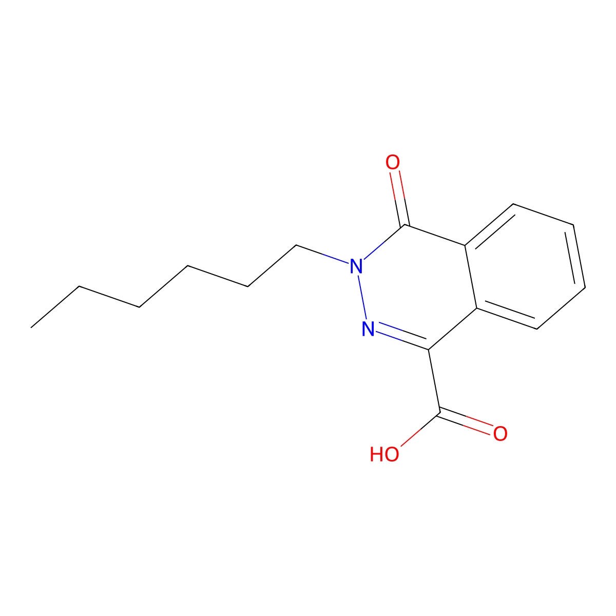 3-Hexyl-4-oxo-3,4-dihydrophthalazine-1-carboxylic acid molecular structure, CAS 721418-37-7