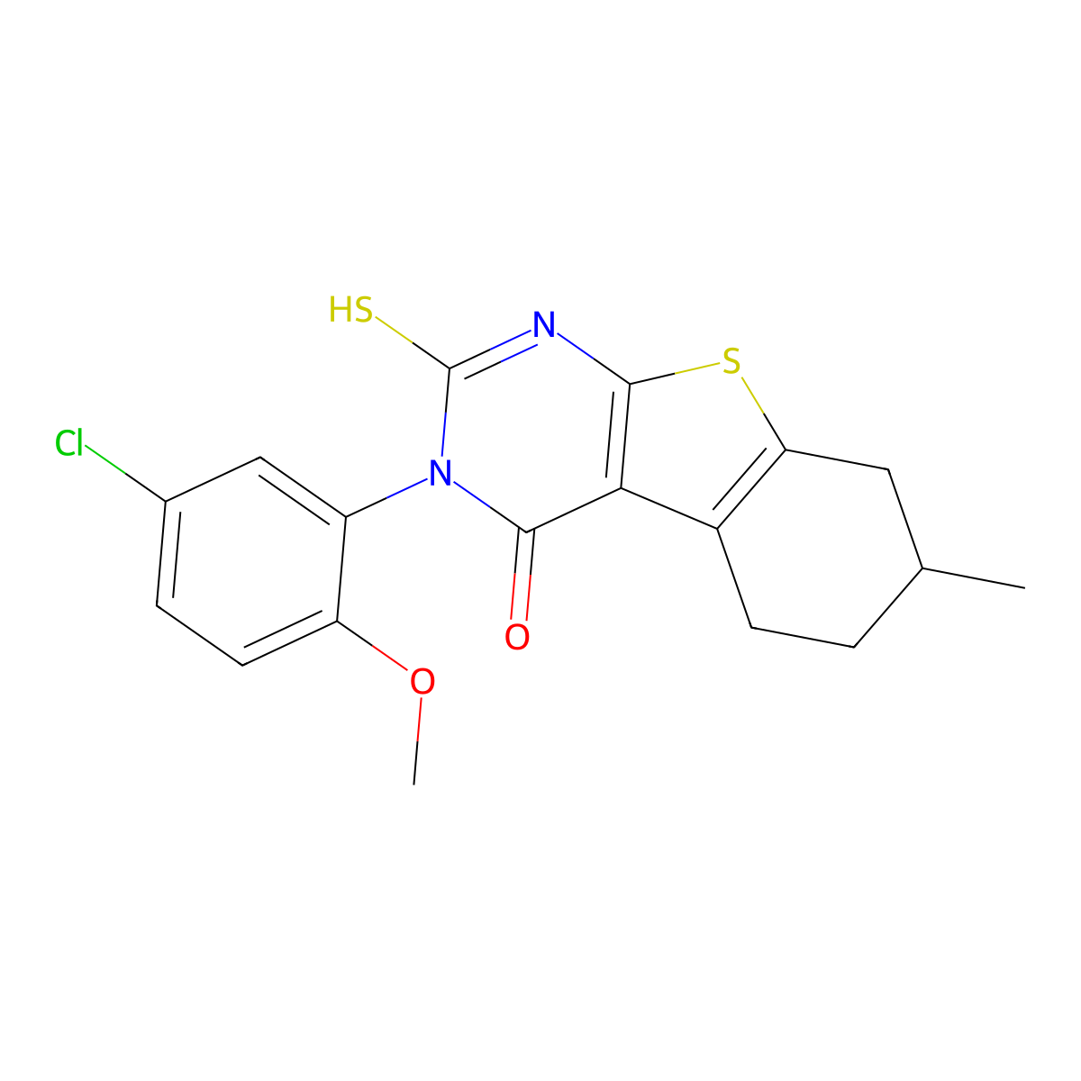 4-(5-Chloro-2-methoxyphenyl)-11-methyl-5-sulfanyl-8-thia-4,6-diazatricyclo[7.4.0.0,2,7]trideca-1(9),2(7),5-trien-3-one molecular structure, CAS 721418-55-9
