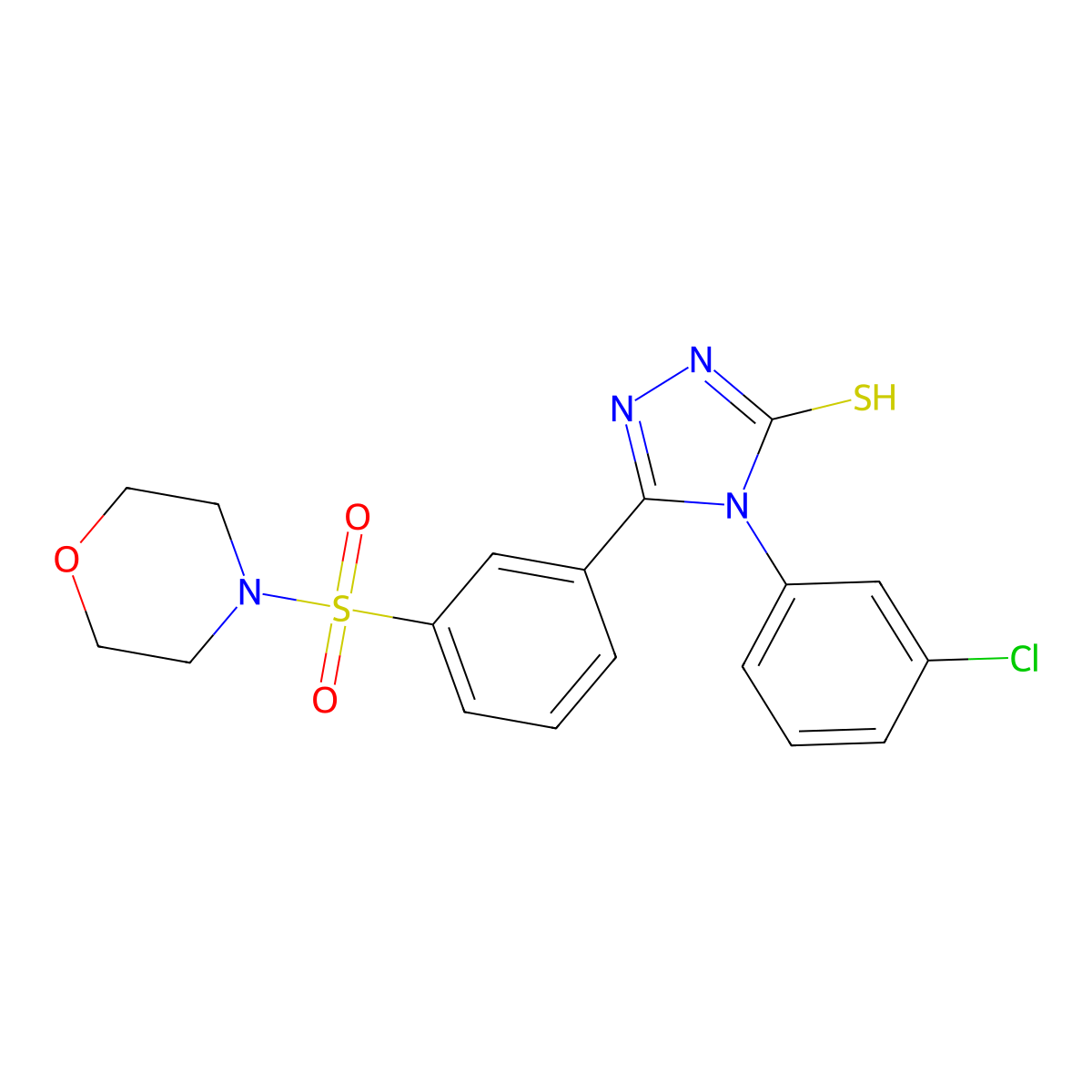 4-(3-chlorophenyl)-5-[3-(morpholine-4-sulfonyl)phenyl]-4H-1,2,4-triazole-3-thiol molecular structure, CAS 721418-75-3