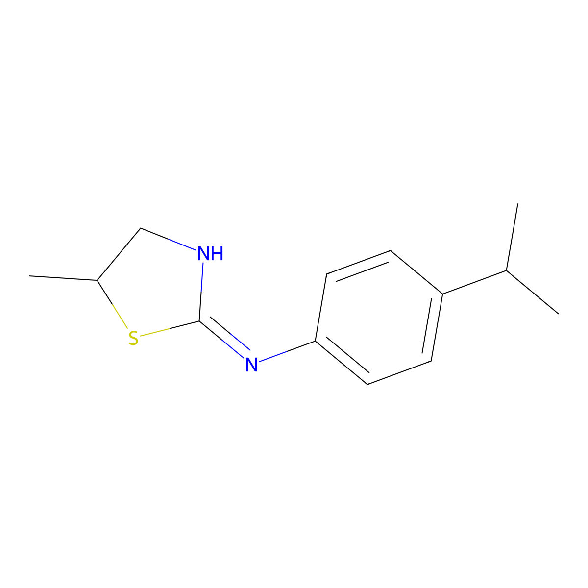5-methyl-N-[4-(propan-2-yl)phenyl]-1,3-thiazolidin-2-imine molecular structure, CAS 721418-85-5