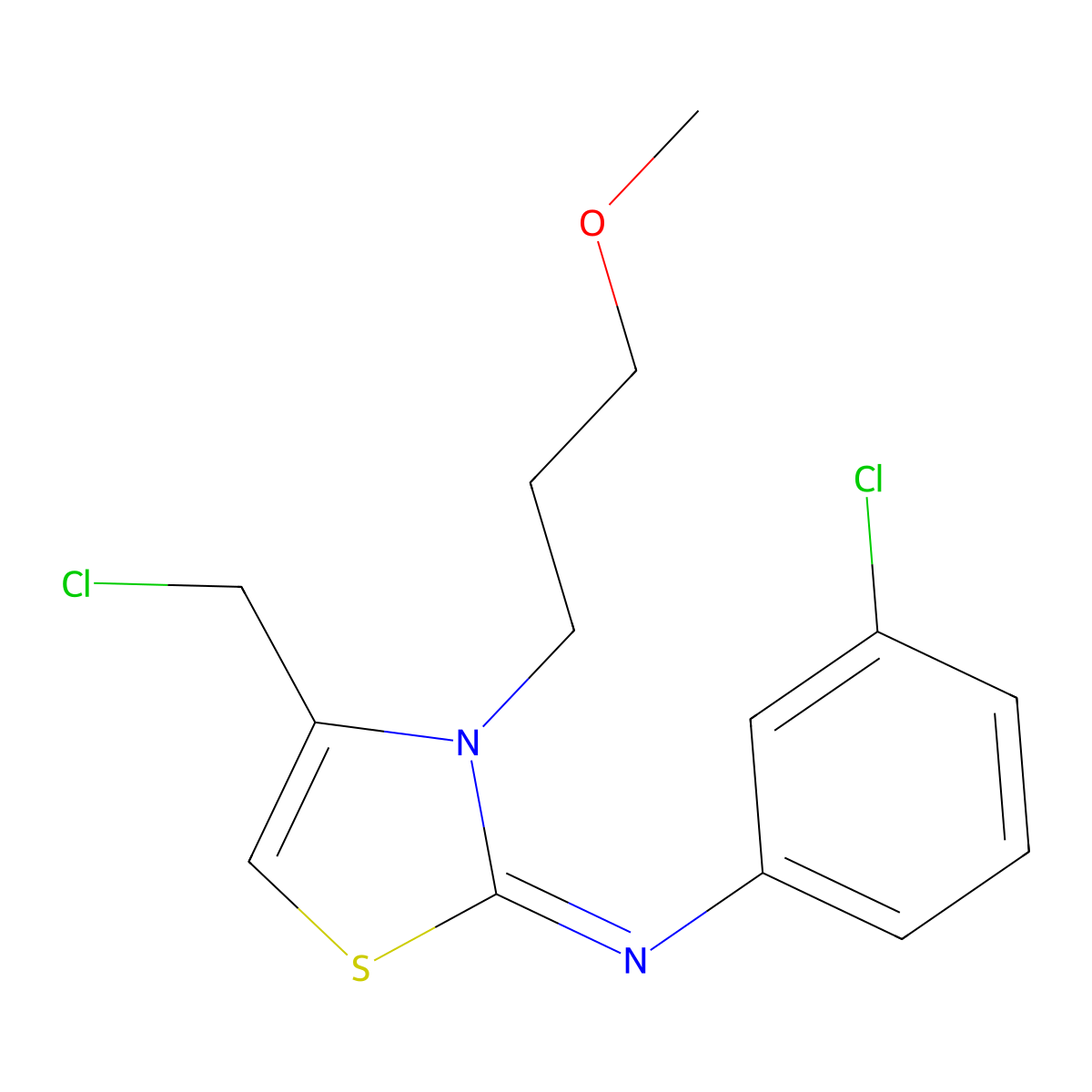 4-(chloromethyl)-N-(3-chlorophenyl)-3-(3-methoxypropyl)-2,3-dihydro-1,3-thiazol-2-imine molecular structure, CAS 721418-94-6