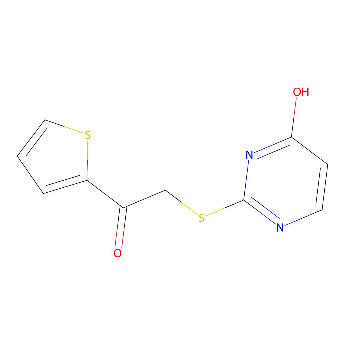 2-(2-oxo-2-thiophen-2-ylethyl)sulfanyl-1H-pyrimidin-6-one molecular structure, CAS 721419-85-8