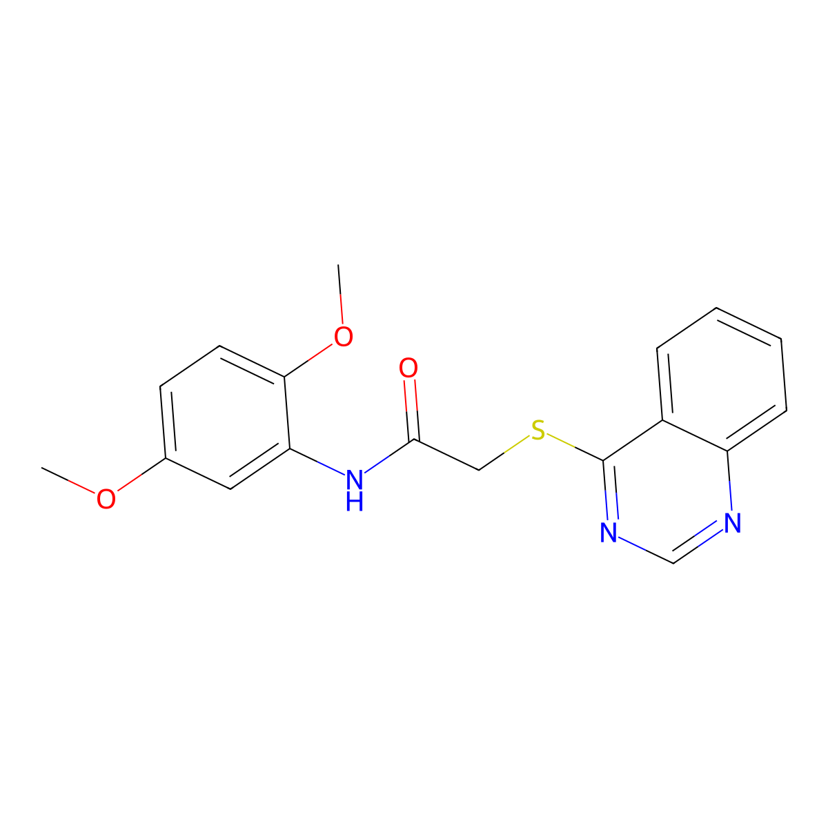 N-(2,5-dimethoxyphenyl)-2-(quinazolin-4-ylthio)acetamide molecular structure, CAS 721420-06-0