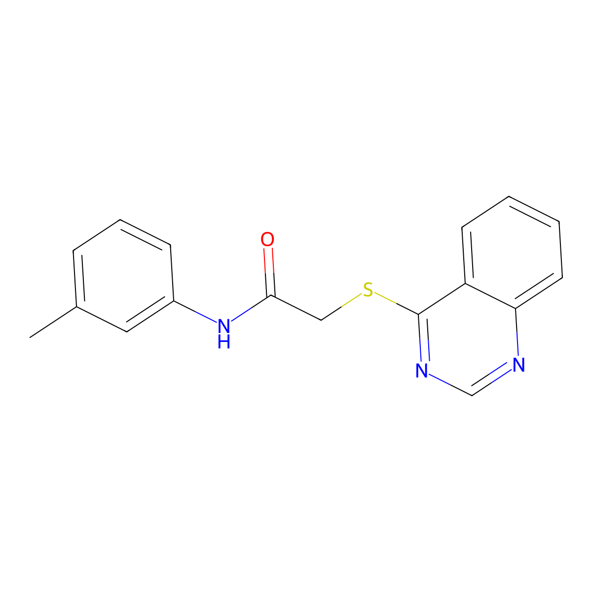 2-(quinazolin-4-ylthio)-N-(m-tolyl)acetamide molecular structure, CAS 721425-83-8