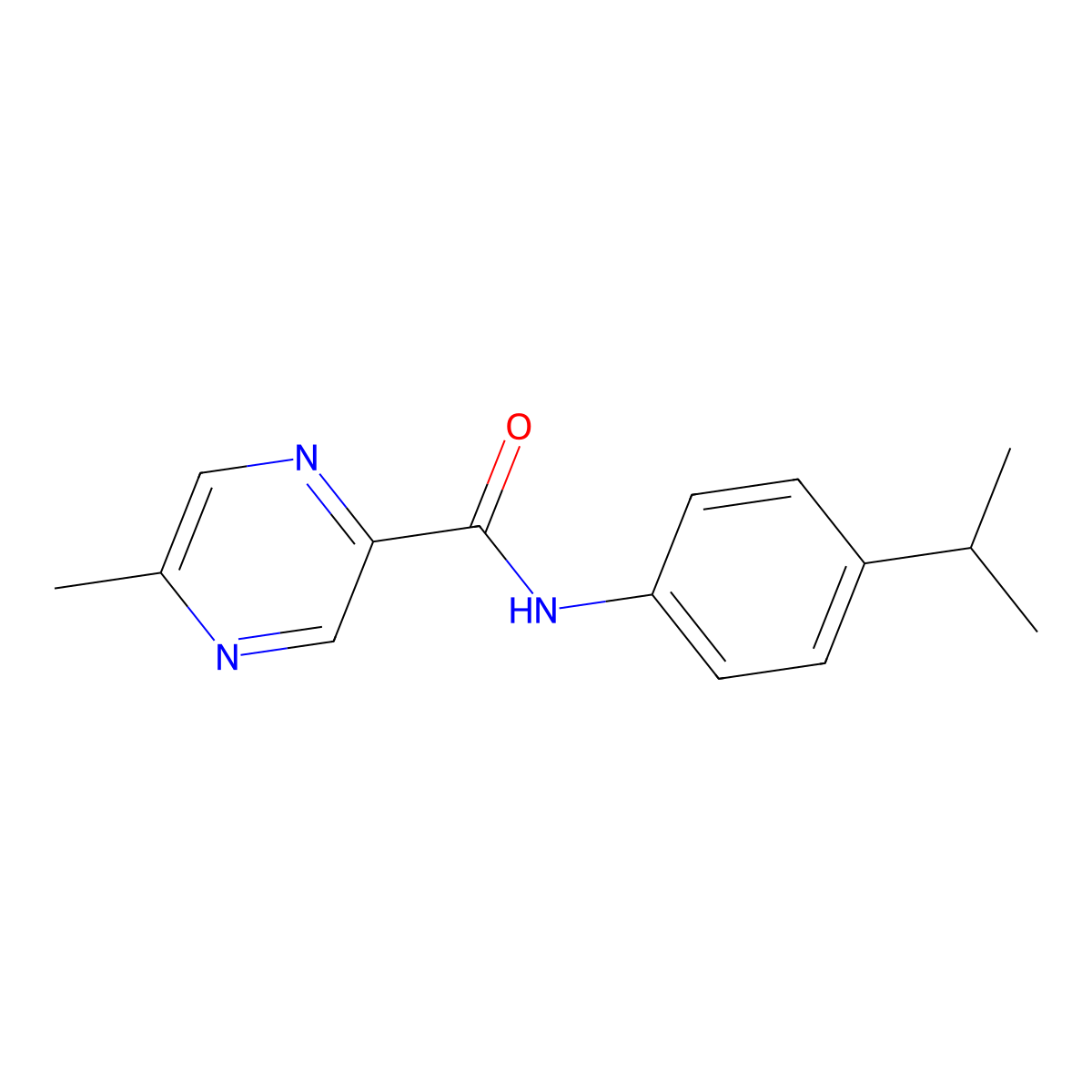 5-methyl-N-(4-propan-2-ylphenyl)-2-pyrazinecarboxamide molecular structure, CAS 721426-27-3