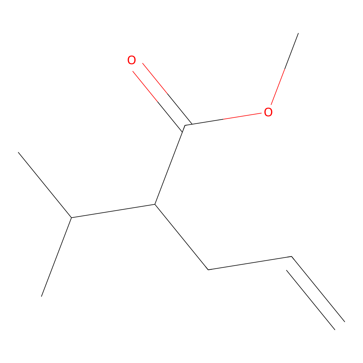 Methyl 2-isopropyl-4-pentenoate molecular structure, CAS 72143-24-9