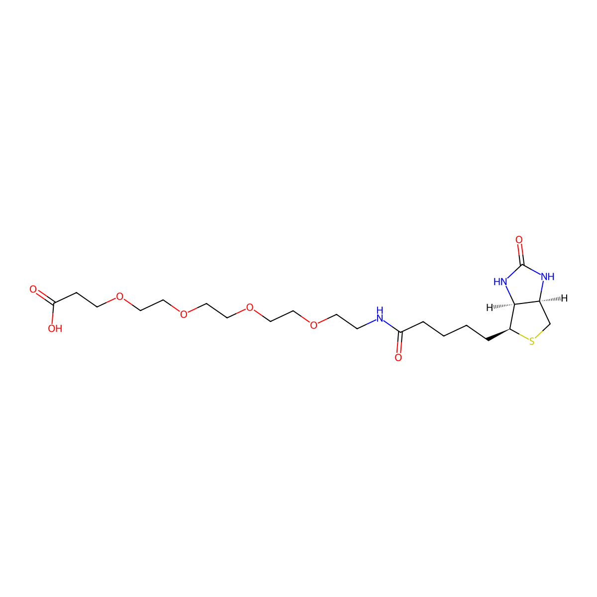 17-Oxo-21-((3aS,4S,6aR)-2-oxohexahydro-1H-thieno(3,4-d)imidazol-4-yl)-4,7,10,13-tetraoxa-16-azahenicosan-1-oic acid molecular structure, CAS 721431-18-1