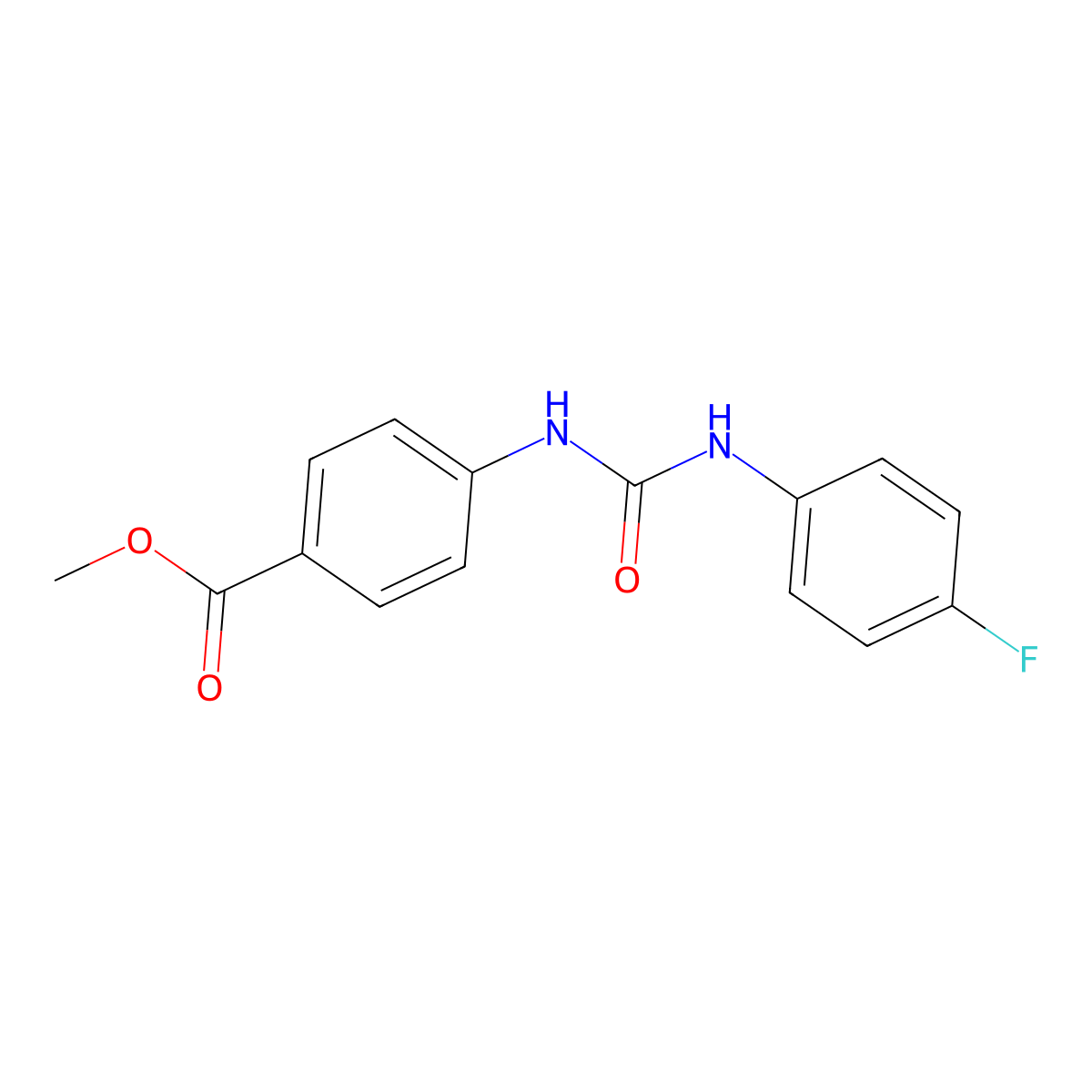 Methyl 4-{[(4-fluorophenyl)carbamoyl]amino}benzoate molecular structure, CAS 721434-76-0