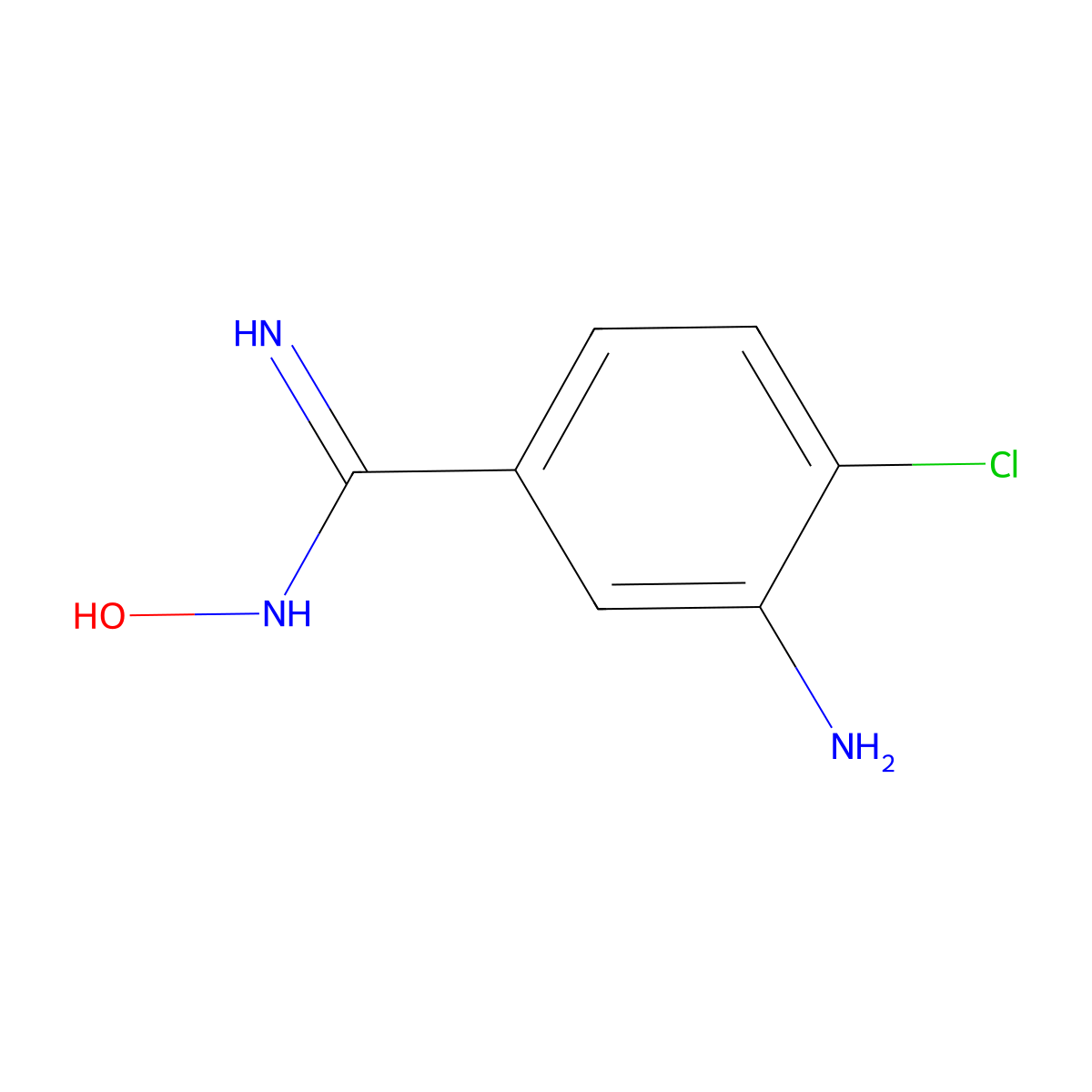 3-amino-4-chloro-N-hydroxybenzene-1-carboximidamide molecular structure, CAS 721449-94-1