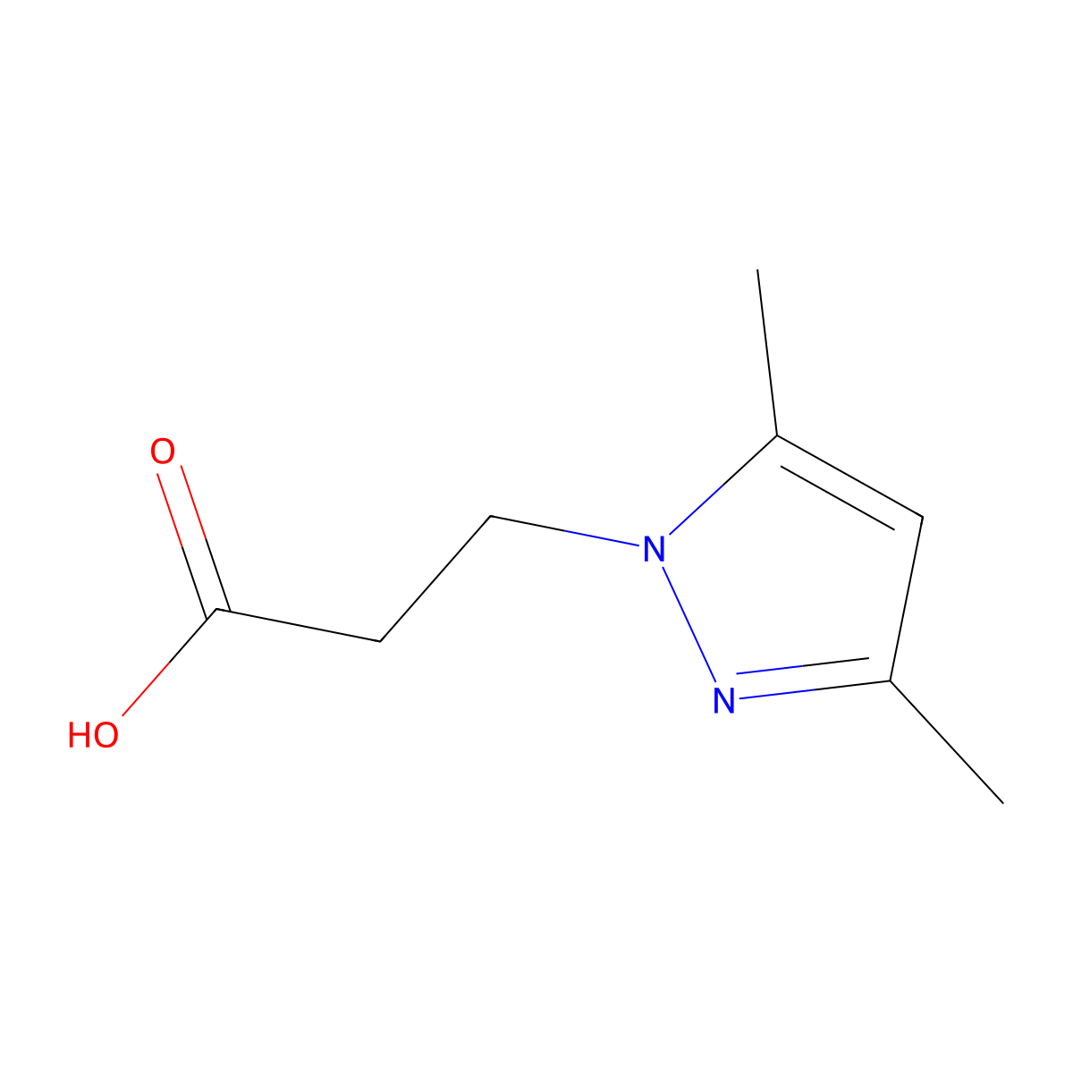 3-(3,5-dimethyl-1H-pyrazol-1-yl)propanoic acid molecular structure, CAS 72145-01-8