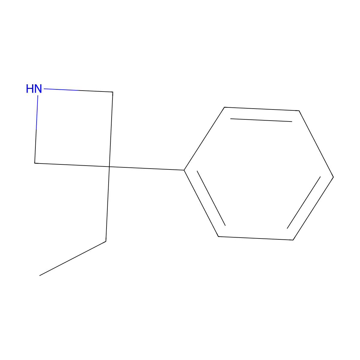 Azetidine, 3-ethyl-3-phenyl- molecular structure, CAS 7215-19-2