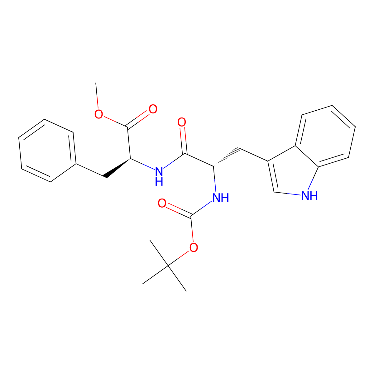 Methyl (tert-butoxycarbonyl)-L-tryptophyl-L-phenylalaninate molecular structure, CAS 72156-62-8