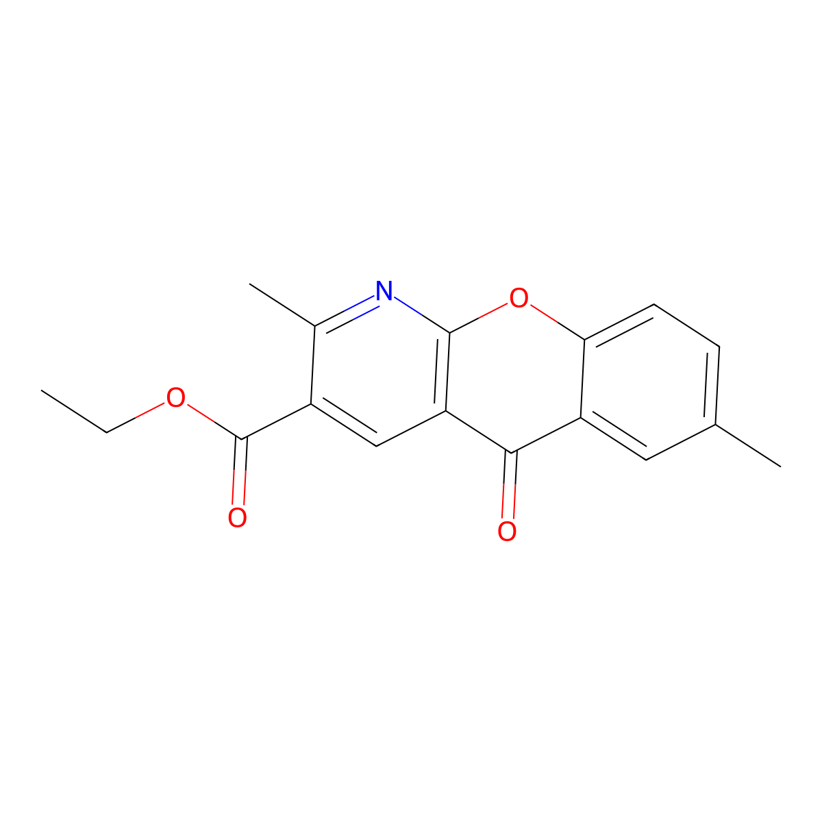 ethyl 2,7-dimethyl-5-oxo-5H-chromeno[2,3-b]pyridine-3-carboxylate molecular structure, CAS 72164-94-4