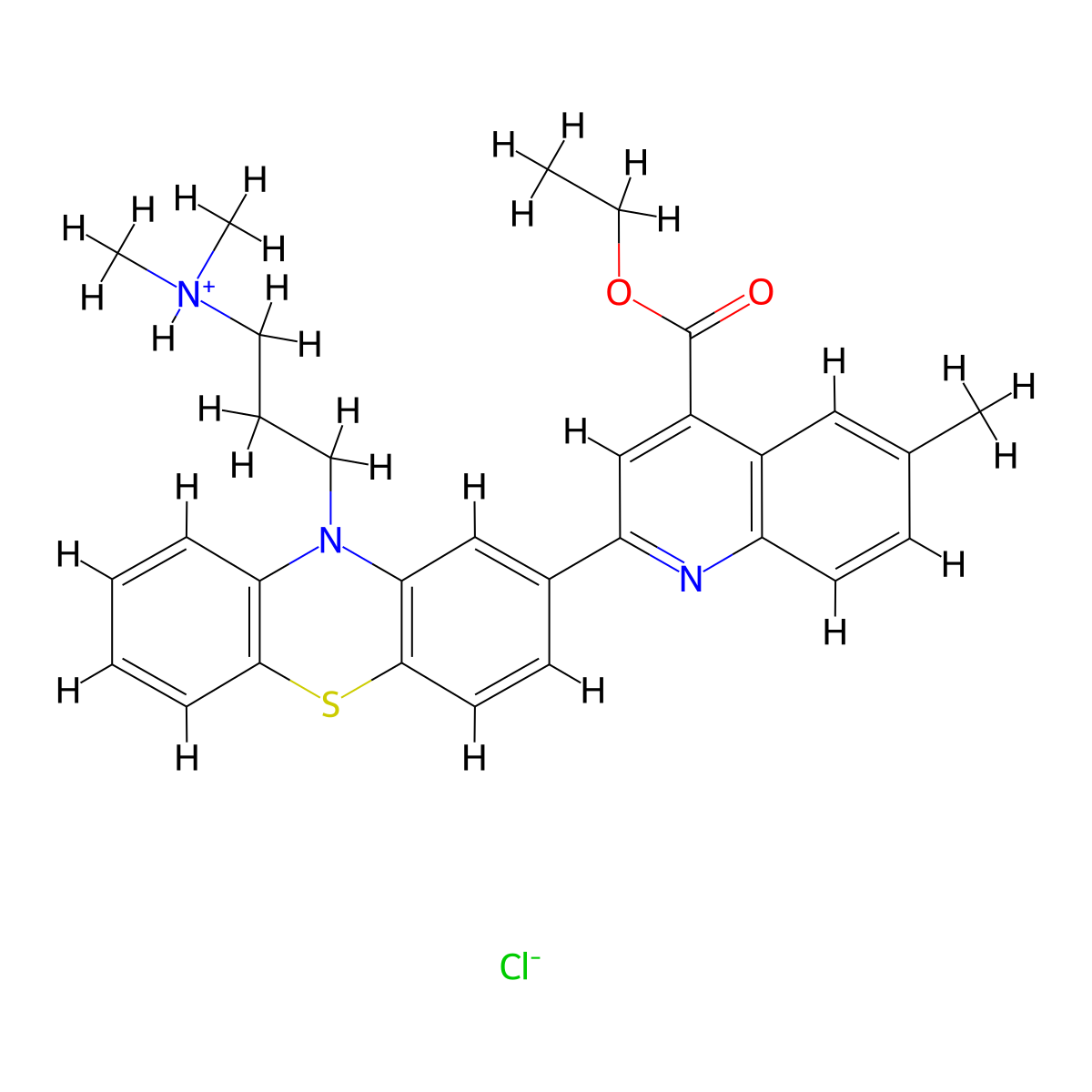 Cinchoninic acid, 2-(10-(3-(dimethylamino)propyl)-2-phenothiazinyl)-6-methyl-, ethyl ester, hydrochloride molecular structure, CAS 72170-35-5