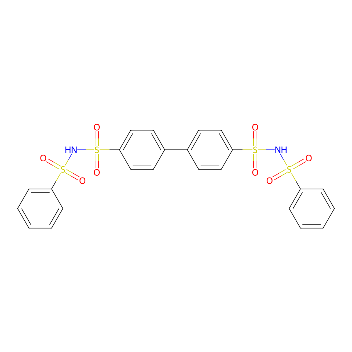 (1,1'-Biphenyl)-4,4'-disulfonamide, N4,N4'-bis(phenylsulfonyl)- molecular structure, CAS 7218-46-4