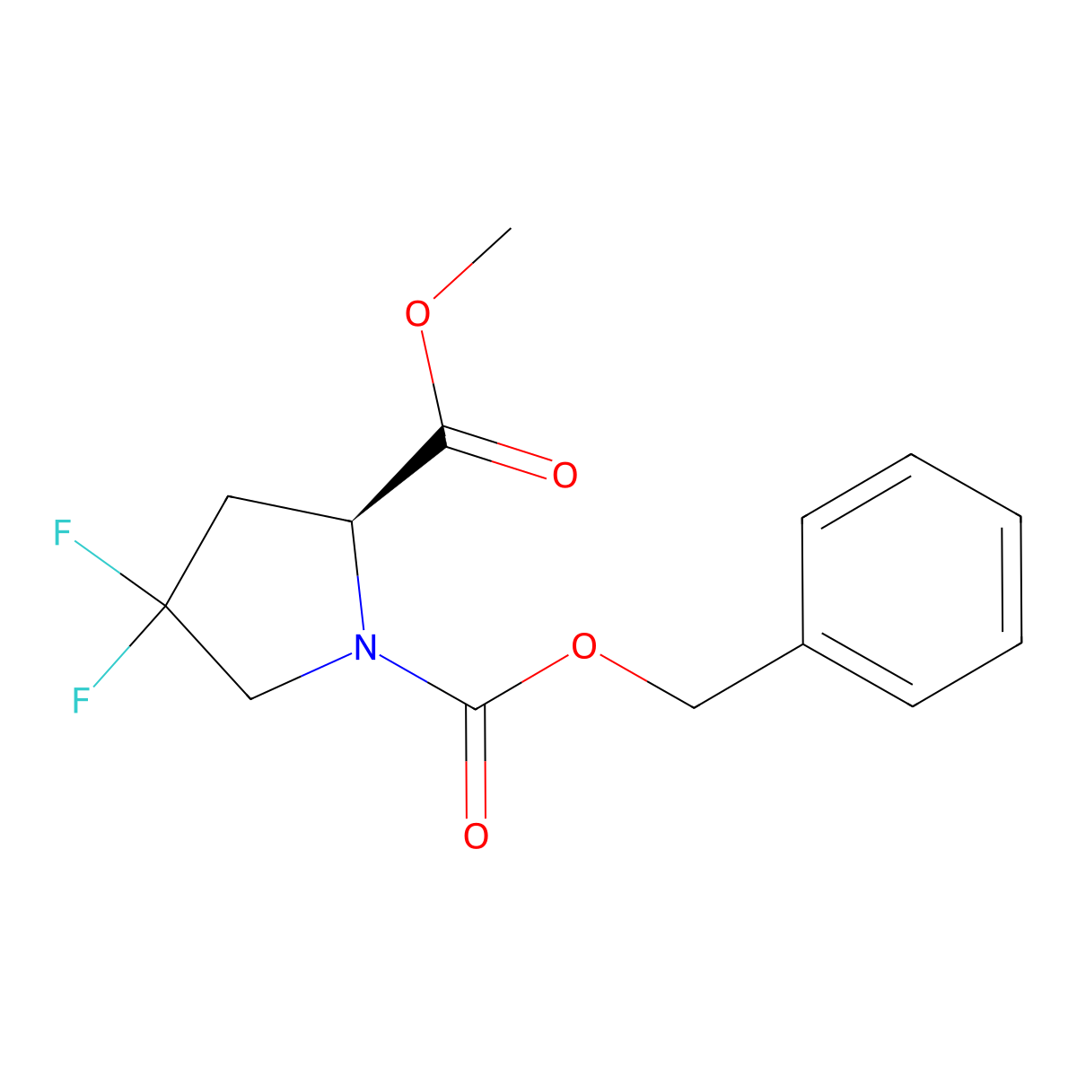 1-benzyl 2-methyl (2S)-4,4-difluoropyrrolidine-1,2-dicarboxylate molecular structure, CAS 72180-26-8