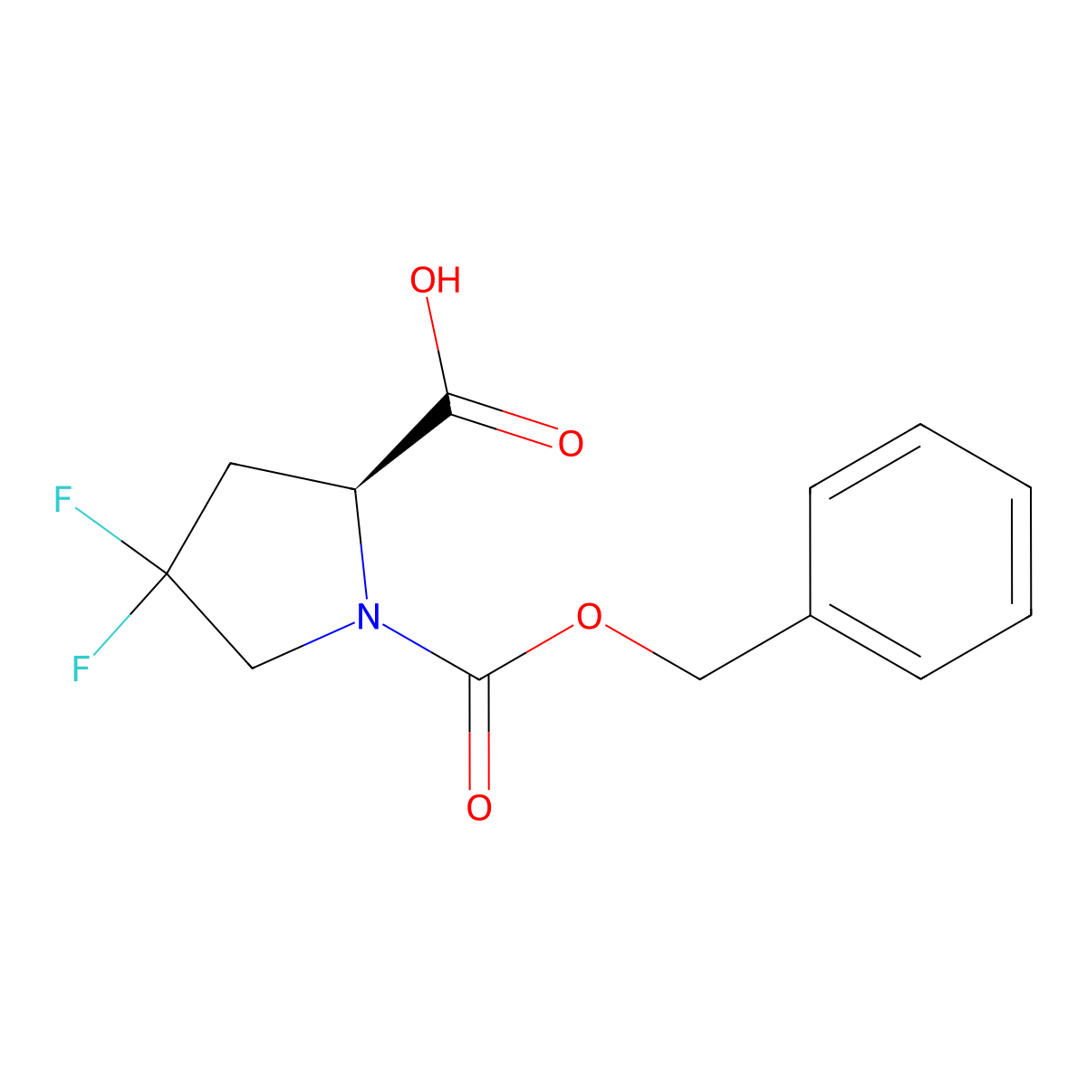 (S)-1-((Benzyloxy)carbonyl)-4,4-difluoropyrrolidine-2-carboxylic acid molecular structure, CAS 72180-27-9