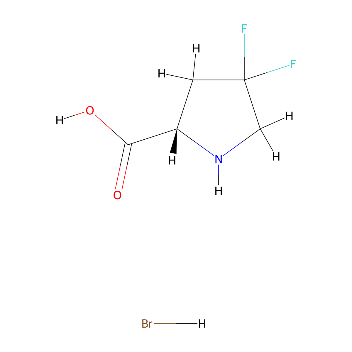 (S)-4,4-Difluoropyrrolidine-2-carboxylic acid hydrobromide molecular structure, CAS 72180-29-1