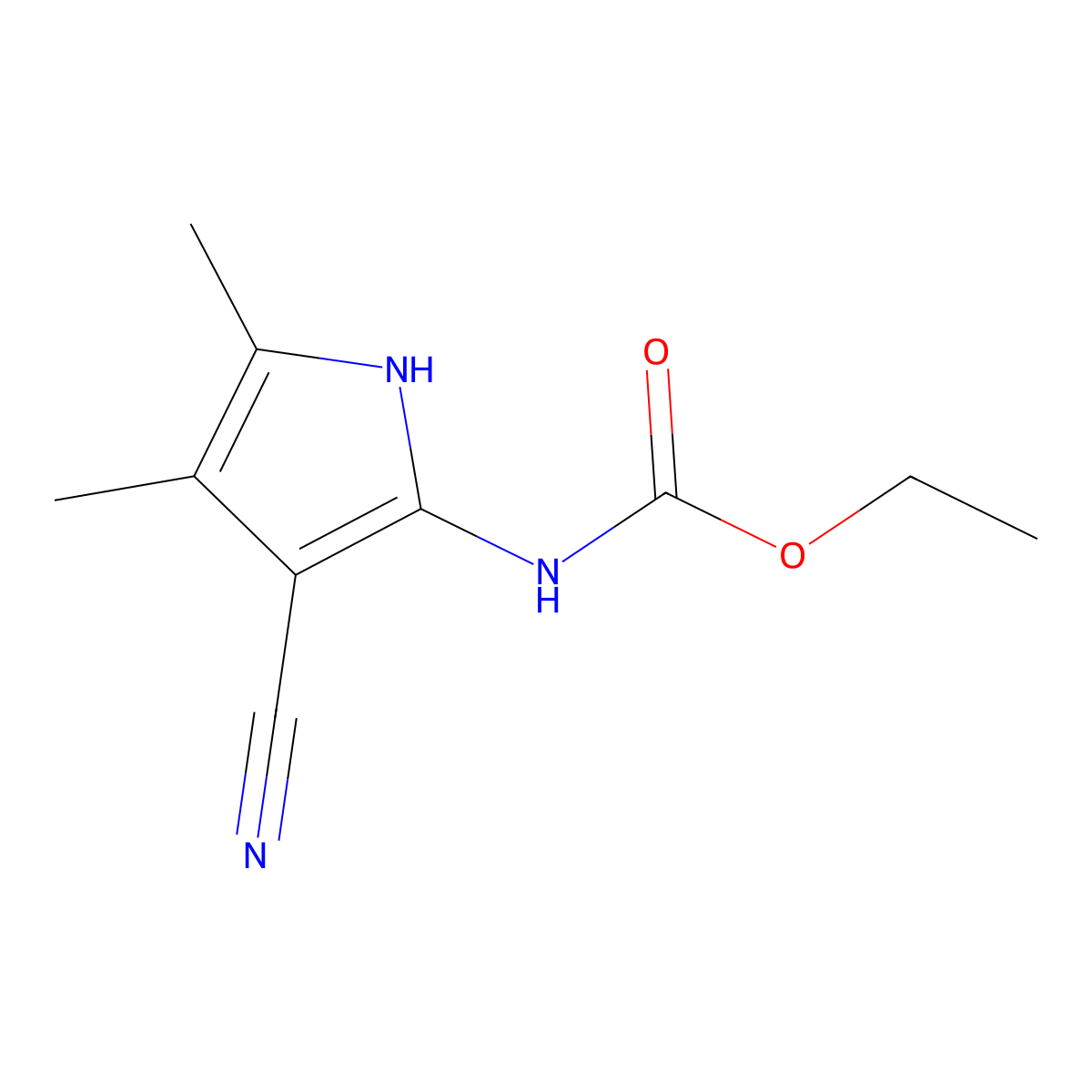 ethylN-(3-cyano-4,5-dimethyl-1H-pyrrol-2-yl)carbamate molecular structure, CAS 72185-59-2