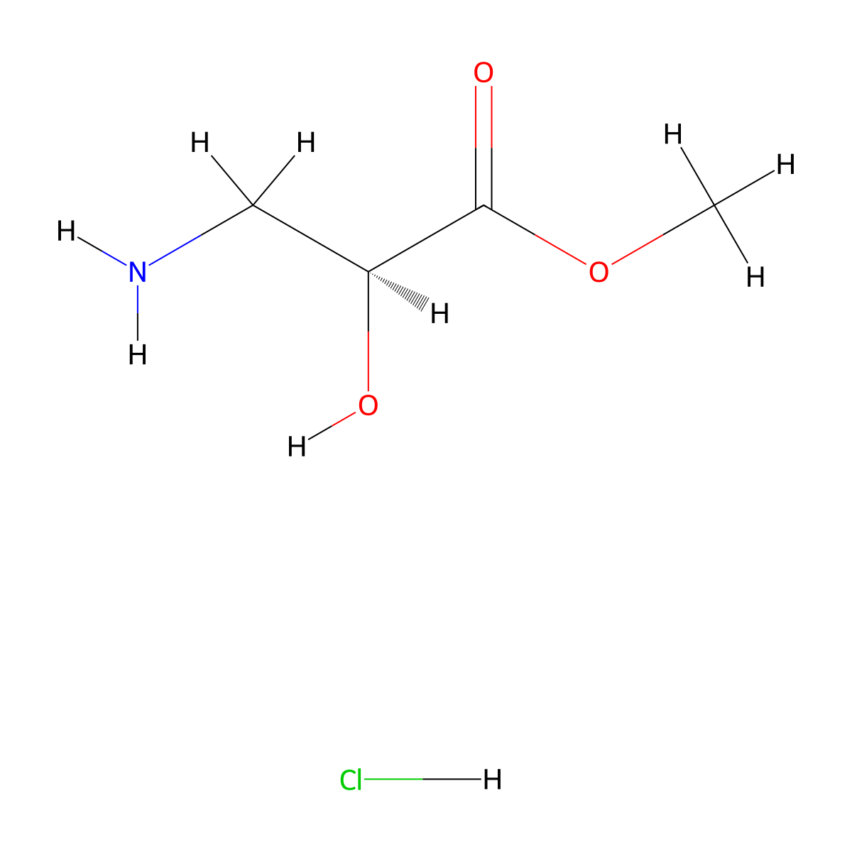 (S)-methyl 3-amino-2-hydroxypropanoate hydrochloride molecular structure, CAS 72185-81-0