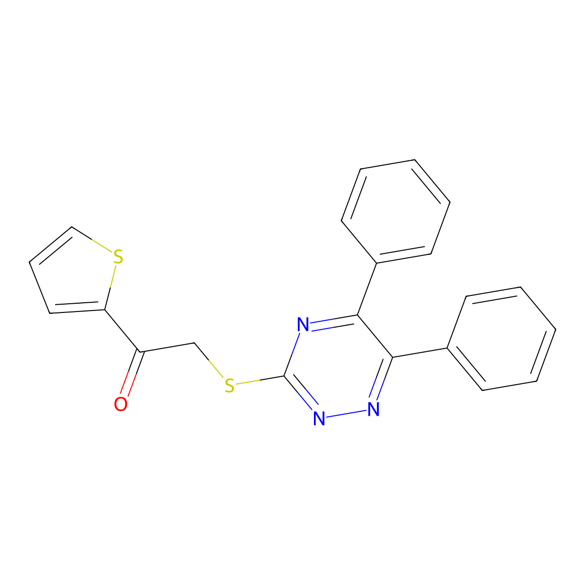 2-[(5,6-Diphenyl-1,2,4-triazin-3-yl)sulfanyl]-1-(thiophen-2-yl)ethan-1-one molecular structure, CAS 721886-86-8