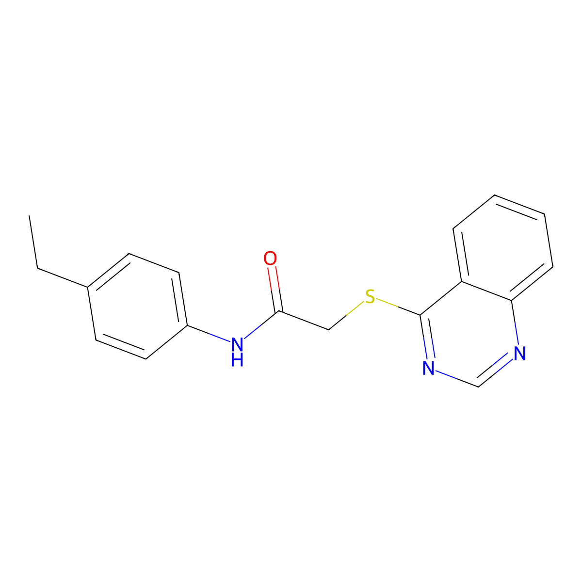 N-(4-ethylphenyl)-2-(quinazolin-4-ylsulfanyl)acetamide molecular structure, CAS 721887-13-4